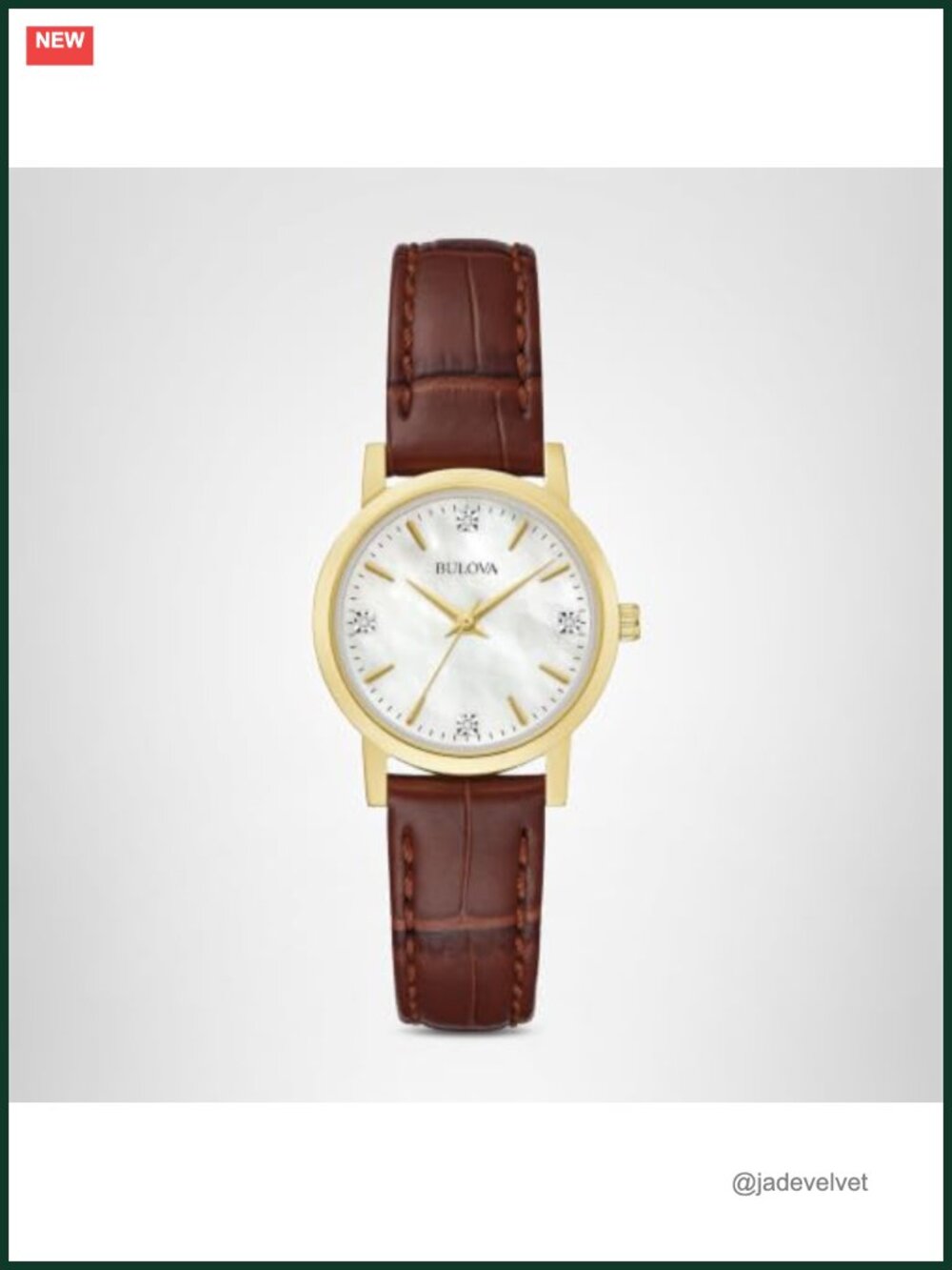Classic Quartz Ladies Watch with 4 Diamonds Gold-Tone Stainless Steel Leather